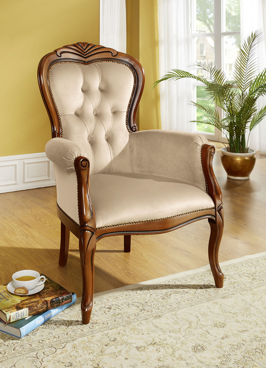 Sessel - Toller Sessel mit Federkernpolsterung, in Farbe NUSSBAUM-CREME Ansicht 1