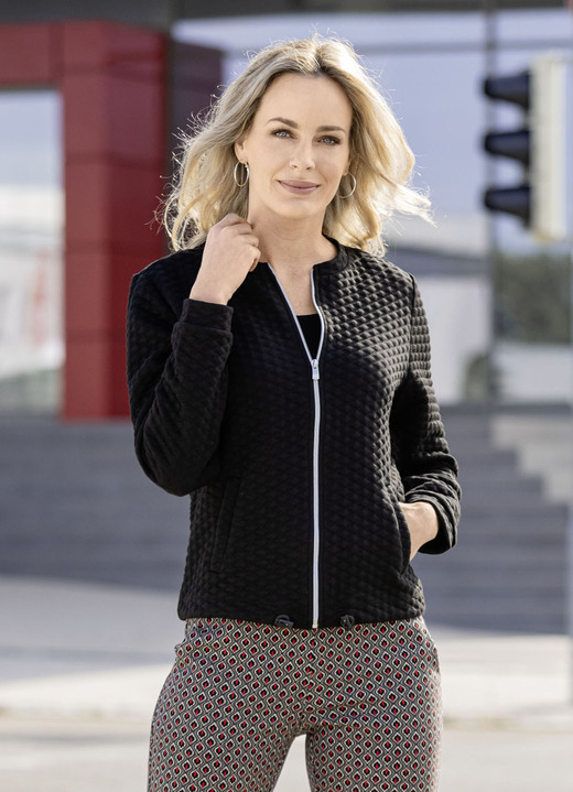 Langarm - Blusenjacke mit Stehkragen Langarm - Blusenjacke mit Stehkragen, in Größe 034 bis 050, in Farbe SCHWARZ