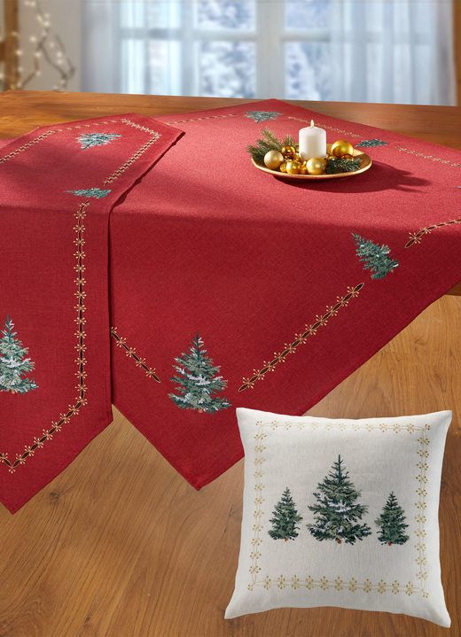 Heimtextilien - Tisch- und Raumdekoration mit Glitzergarn, in Größe 135 (2 Platzsets, 30/ 45 cm) bis 404 (Kissenbezug, 40/ 40 cm), in Farbe ROT Ansicht 1