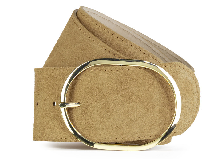 Accessoires - Veloursleder-Gürtel, in Größe 085 bis 115, in Farbe COGNAC