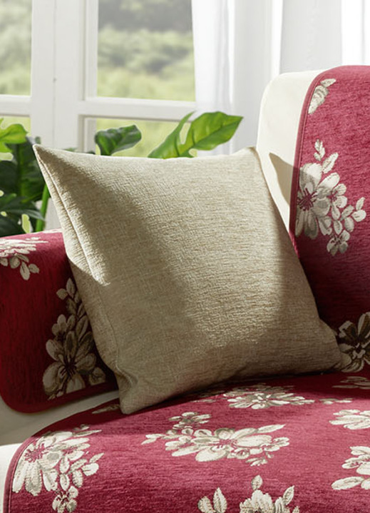 Dekokissen & Hüllen - Kissenbezug in Chenille-Qualität, in Größe 105 (Kissenbezug, 40x40 cm) bis 110 (Kissenbezug, 50x50 cm), in Farbe BEIGE Ansicht 1