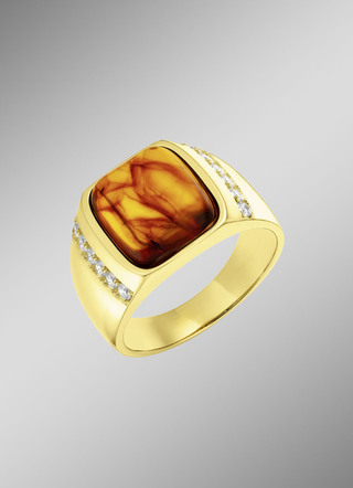 Herrenring mit echtem Bernstein