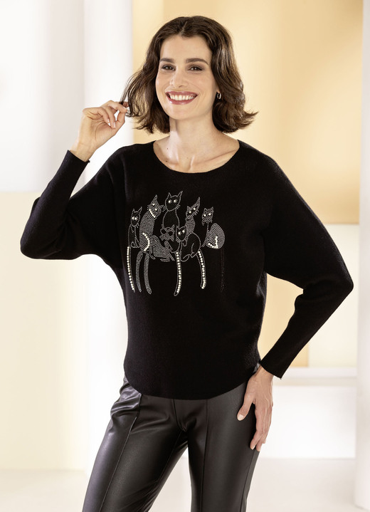 Pullover - Pullover in weichem Feinstrick Pullover - Pullover in weichem Feinstrick, in Größe L(44/46) bis XXL(52/54), in Farbe SCHWARZ