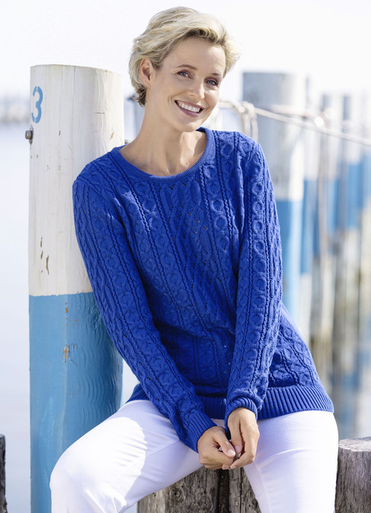 Pullover - Pullover in Strukturmustermix Pullover - Pullover in Strukturmustermix, in Größe 038 bis 054, in Farbe ROYALBLAU