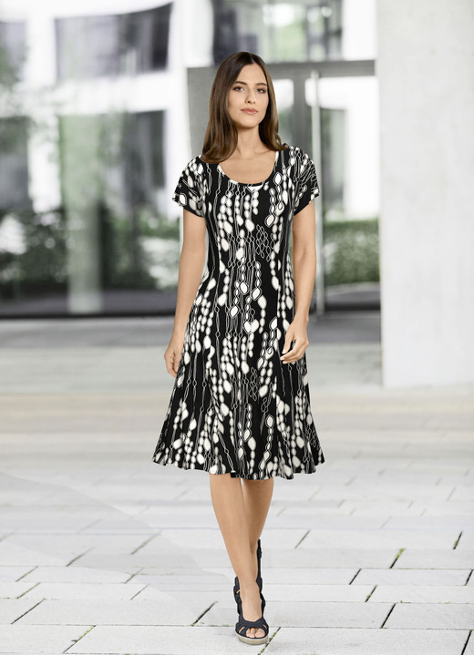 Kurzarm - Kleid in Premium Qualität Kurzarm - Kleid in Premium Qualität, in Größe 036 bis 552, in Farbe SCHWARZ-ECRU