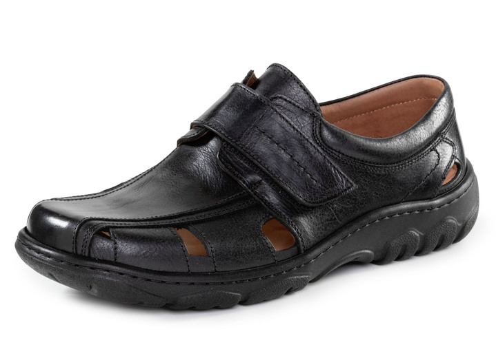Slipper & Schnürschuhe - GINO GALANTE Slipper aus genarbtem Rind-Nappaleder, in Größe 040 bis 046, in Farbe SCHWARZ Ansicht 1