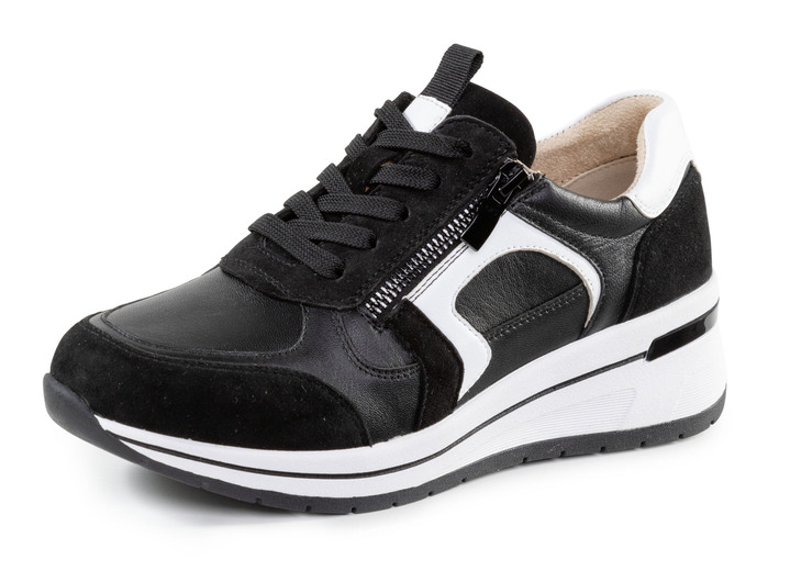 Slipper & Schnürschuhe - ELENA EDEN, sytlische Damen-Sneaker, Weite H, mit herausnehmbarem Fußbett, in Größe 036 bis 042, in Farbe SCHWARZ-WEISS Ansicht 1