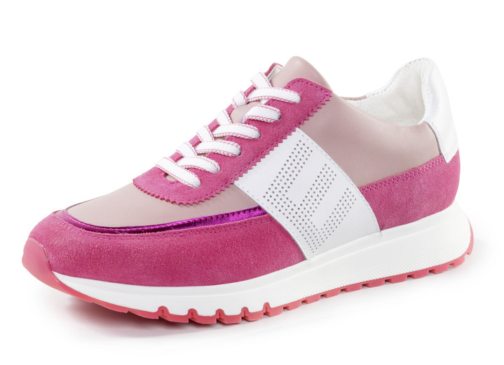 Slipper & Schnürschuhe - ELENA EDEN Sneaker mit Zier-Perforation, in Größe 036 bis 042, in Farbe PINK-WEISS Ansicht 1