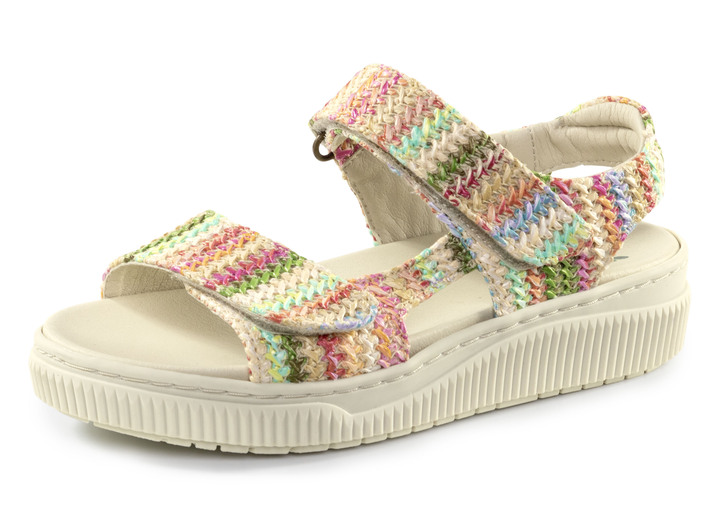 Sandaletten & Pantoletten - ELENA EDEN Sandale aus interessantem Bast-Material, in Größe 036 bis 042, in Farbe BEIGE-MULTI Ansicht 1