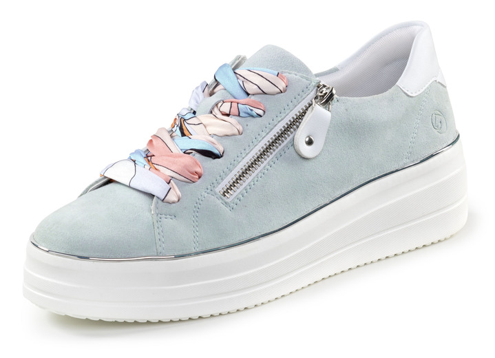 Slipper & Schnürschuhe - Remonte Sneaker mit bunter Schnürung, in Größe 036 bis 042, in Farbe BLEU-WEISS Ansicht 1