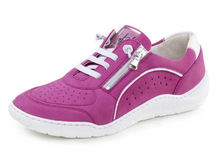 Slipper & Schnürschuhe - Waldläufer Sneaker mit Perforation, in Größe 3 1/2 bis 8, in Farbe PINK-WEISS Ansicht 1
