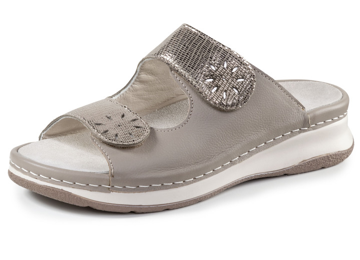 Sandaletten & Pantoletten - ELENA EDEN aus genarbtem Nappaleder, in Größe 036 bis 042, in Farbe TAUPE-ANTIKBRONZE Ansicht 1