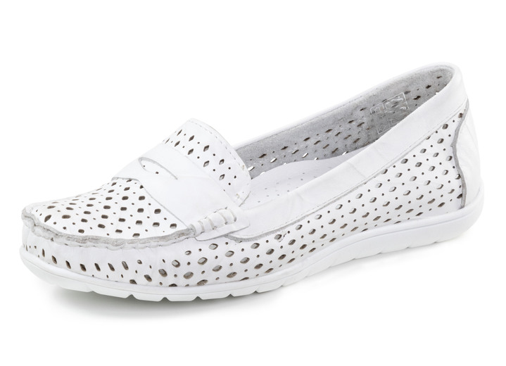Slipper & Schnürschuhe - Gemini Slipper aus Nappaleder mit Lederspange, in Größe 036 bis 042, in Farbe WEISS Ansicht 1