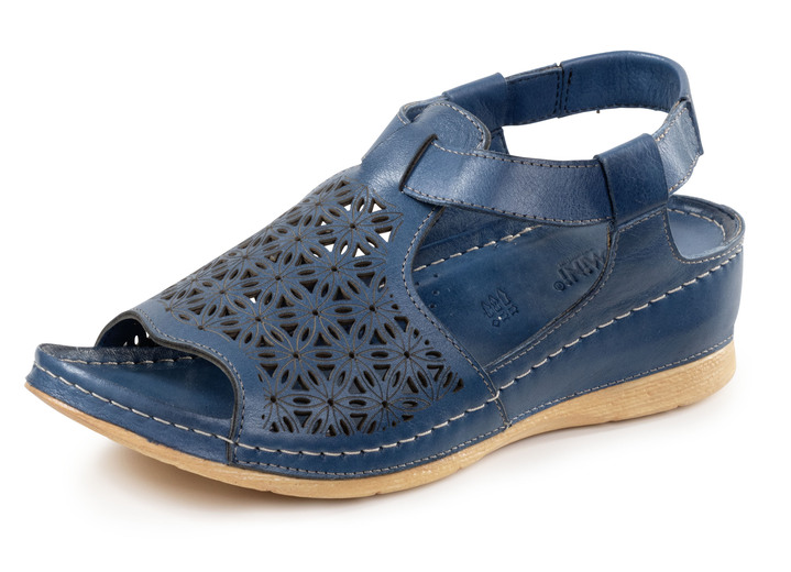 Sandaletten & Pantoletten - Gemini Sandale aus schattiertem Nappaleder mit Prägung, in Größe 036 bis 042, in Farbe BLAU Ansicht 1