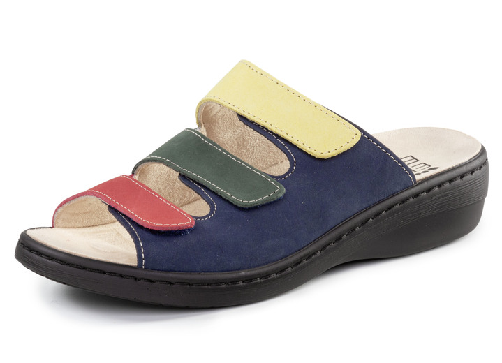 Sandaletten & Pantoletten - ELENA EDEN Pantolette aus Nubukleder, in Größe 036 bis 042, in Farbe MARINE-BUNT Ansicht 1