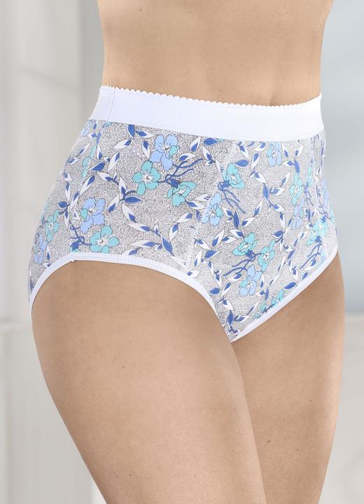 Miederhosen & Hüfthalter - Fünferpack Formslips mit verstärkter Bauchpartie, in Größe 038 bis 054, in Farbe WEISS-BLAU-BUNT Ansicht 1