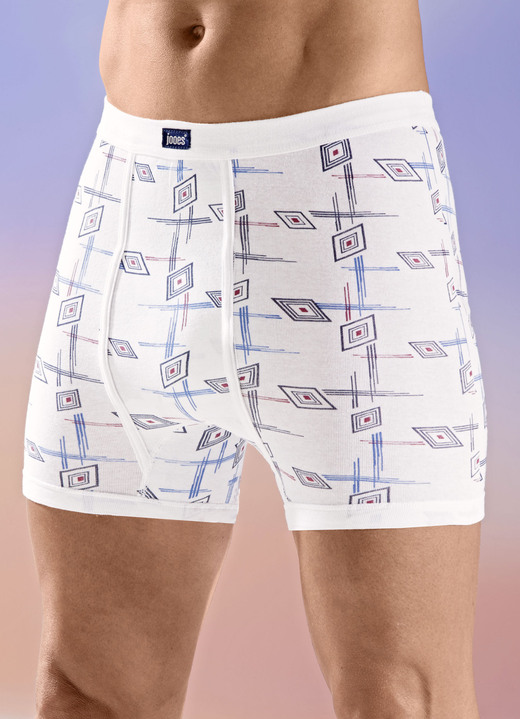 Slips & Unterhosen - Viererpack Unterhosen mit Alloverdessin, in Größe 005 bis 014, in Farbe 2X WEISS-BUNT, 2X MARINE-BUNT Ansicht 1