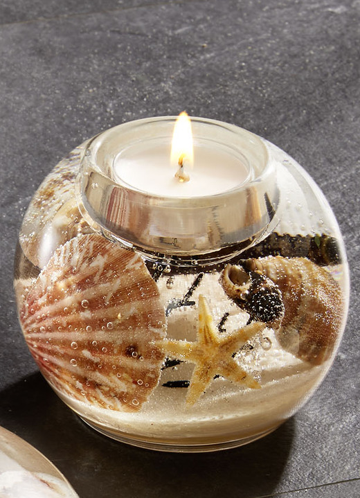 Badezimmeraccessoires - Teelichthalter aus mundgeblasenem Glas, in Farbe BEIGE-SAND, in Ausführung Teelichthalter Kugel Ansicht 1