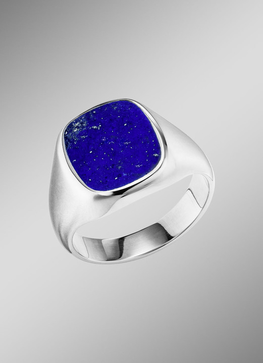 Ringe - Herrenring aus Silber mit echtem Lapislazuli, in Größe 180 bis 240, in Farbe  Ansicht 1