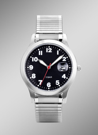 Para-Quartz-Herrenuhr mit Edelstahlzugband