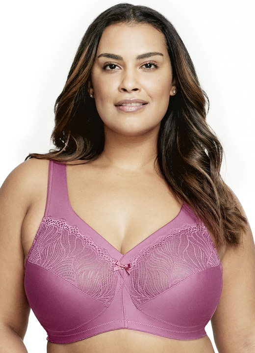 Damenwäsche - Glamorise Stütz-BH mit Spitze, in Größe 080 bis 120, in Cup C, in Farbe AZALEE Ansicht 1