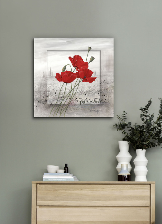 Bilder - Bild Mohnblumen an einem nebligen Morgen, in Farbe GRAU-ROT Ansicht 1