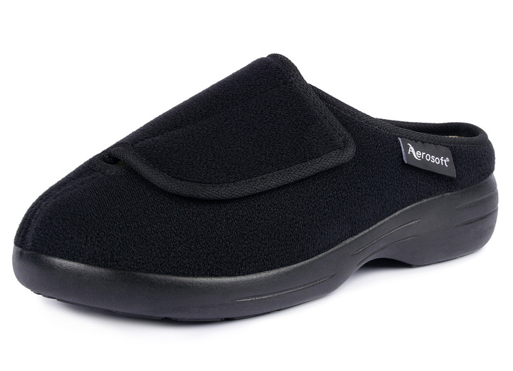 Sandalen & Pantoletten - Klett-Pantolette für Damen und Herren, in Größe 036 bis 046, in Farbe SCHWARZ