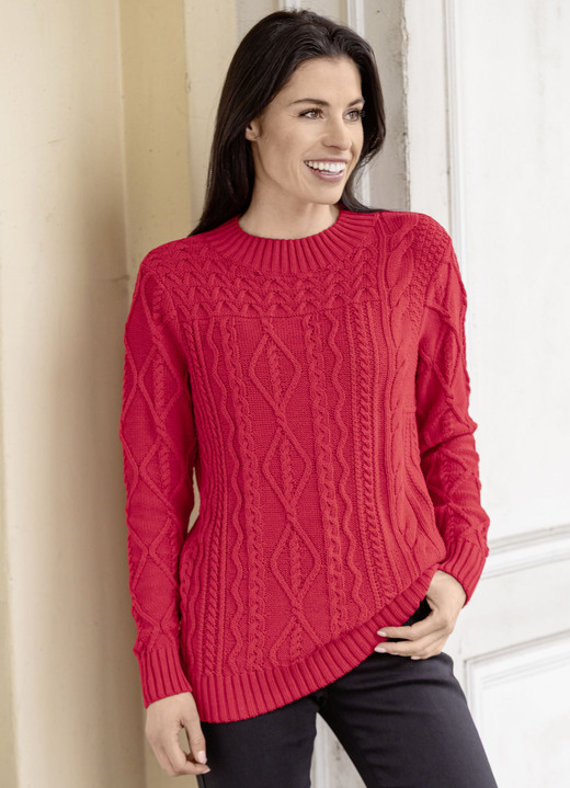Langarm - Pullover mit nachhaltig recycelter Baumwolle Langarm - Pullover mit nachhaltig recycelter Baumwolle, in Größe 036 bis 052, in Farbe ROT