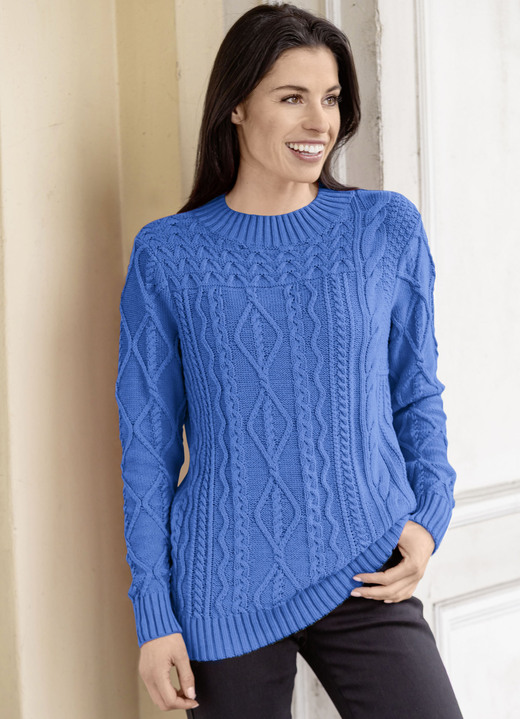 Langarm - Pullover mit nachhaltig recycelter Baumwolle Langarm - Pullover mit nachhaltig recycelter Baumwolle, in Größe 036 bis 052, in Farbe ROYALBLAU