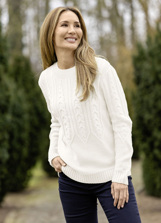 Langarm - Pullover in Mustermix, in Größe 036 bis 052, in Farbe WOLLWEISS Ansicht 1