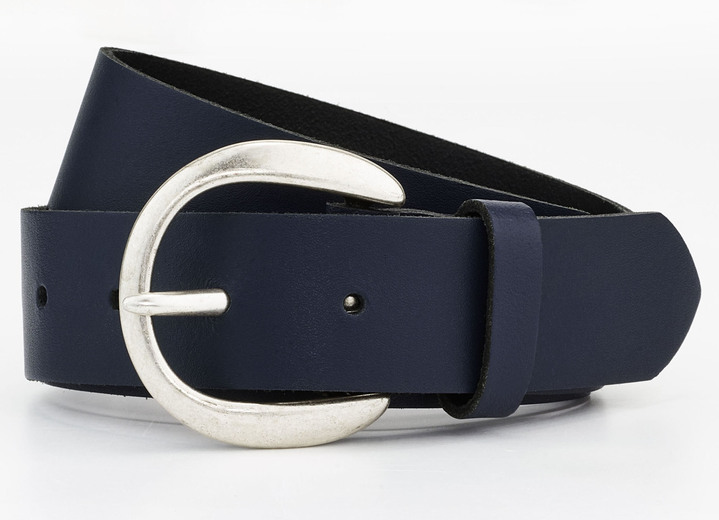 Gürtel - Modischer Damen-Gürtel aus Leder, 3,5 cm breit Gürtel - Modischer Damen-Gürtel aus Leder, 3,5 cm breit, in Größe 100 bis 120, in Farbe MARINE