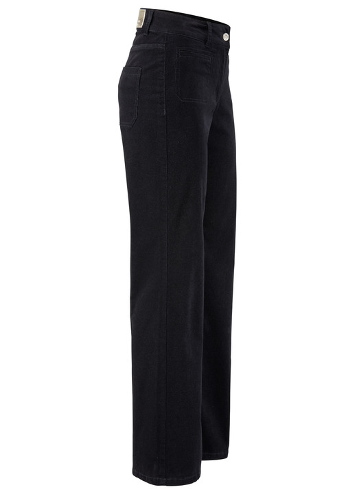 Hosen mit Knopf- und Reißverschluss - Cordhose mit weitem Beinverlauf Hosen mit Knopf- und Reißverschluss - Cordhose mit weitem Beinverlauf, in Größe 017 bis 050, in Farbe SCHWARZ