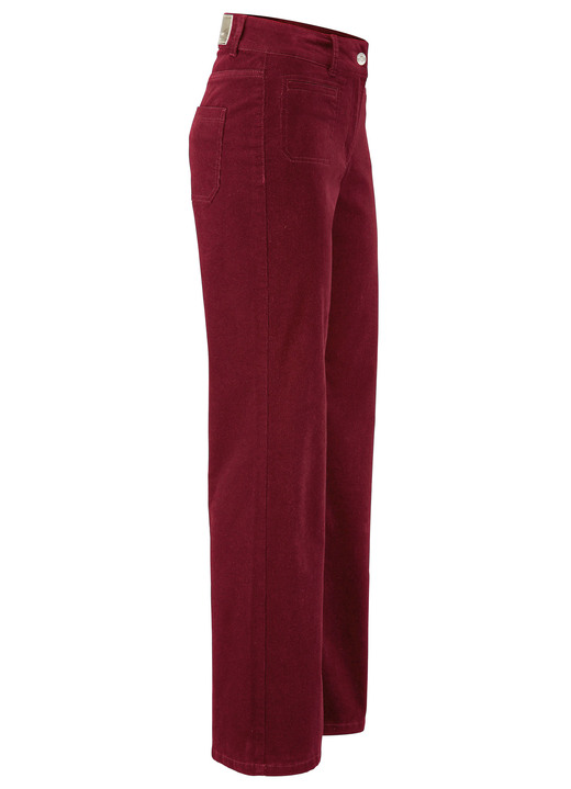 Hosen mit Knopf- und Reißverschluss - Cordhose mit weitem Beinverlauf Hosen mit Knopf- und Reißverschluss - Cordhose mit weitem Beinverlauf, in Größe 017 bis 050, in Farbe KIRSCHROT