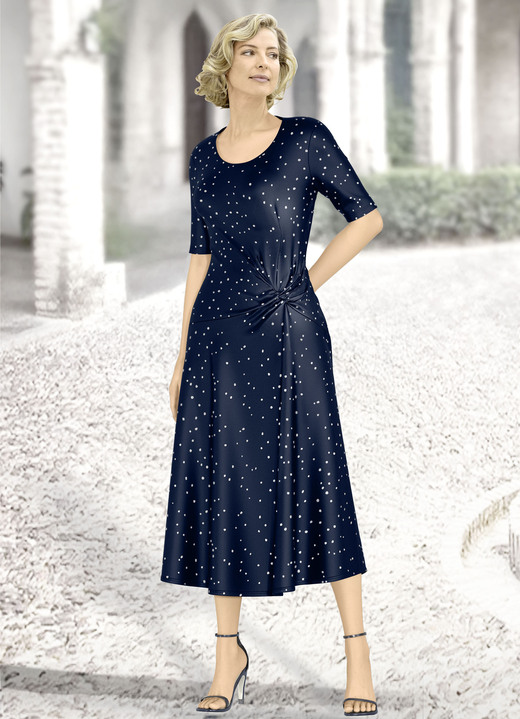 Abendkleider - Kleid mit Knoten-Optik Abendkleider - Kleid mit Knoten-Optik, in Größe 038 bis 054, in Farbe MARINE-SILBER