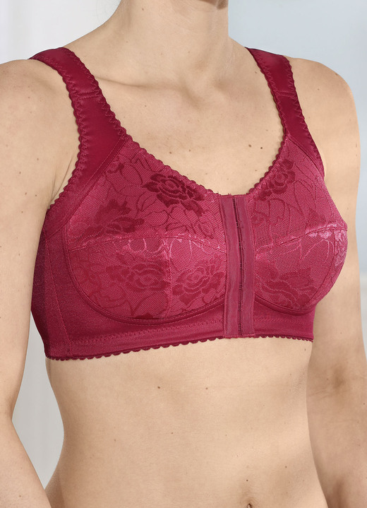 BH ohne Formbügel - BH mit praktischem Vorderverschluss, in Größe 080 bis 120, in Cup E, in Farbe BORDEAUX Ansicht 1