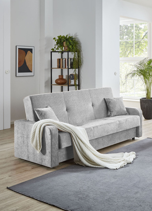 Möbel - Schlafsofa mit Bettkasten, in Farbe HELLGRAU Ansicht 1