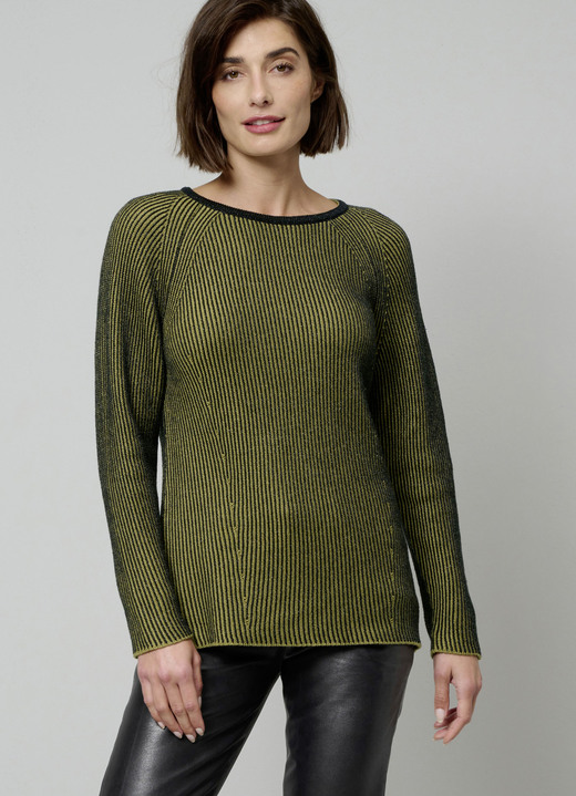 Langarm - Pullover in Garnmix Langarm - Pullover in Garnmix, in Größe 038 bis 052, in Farbe MOOSGRÜN