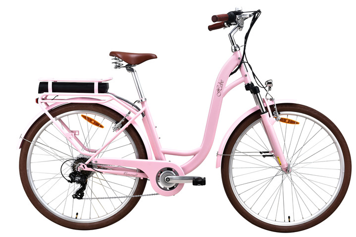 Akku-Zweiräder - City-E-Bike mit Tiefeinstieg, in Farbe ROSA Ansicht 1