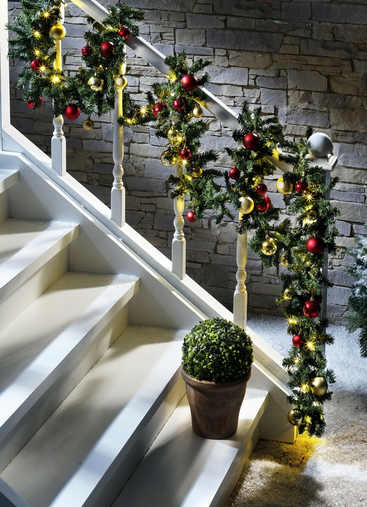 Weihnachten - Tannengirlande mit Lichterkette aus 80 LEDs, in Farbe GRÜN