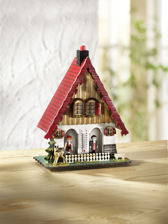 Geschenkideen - Wetterhaus mit Thermometer, in Farbe BUNT