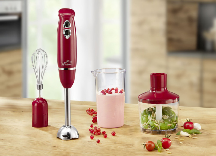 Küchengeräte - Stabmixer-Set mit 2-flügeligem Edelstahlmesser, in Farbe ROT