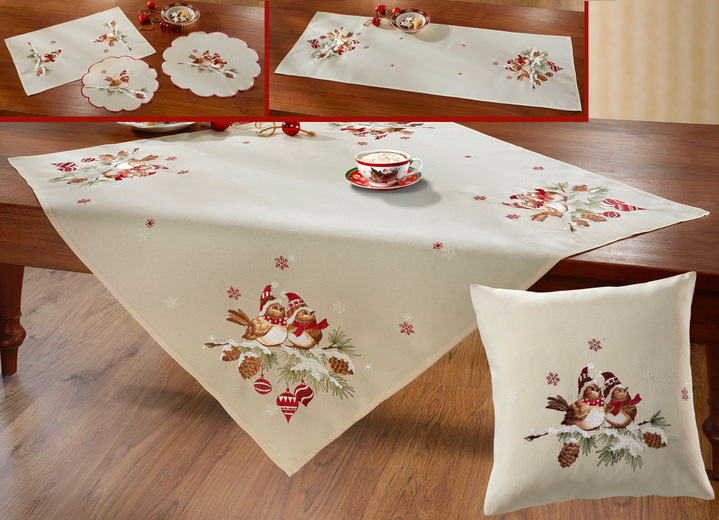 Heimtextilien - Wunderbar winterliche Tisch- und Raumdekoration, in Größe 101 (Deckchen, 35x 50 cm) bis 301 (2 Deckchen rund, ø 40 cm), in Farbe SEKT-BUNT