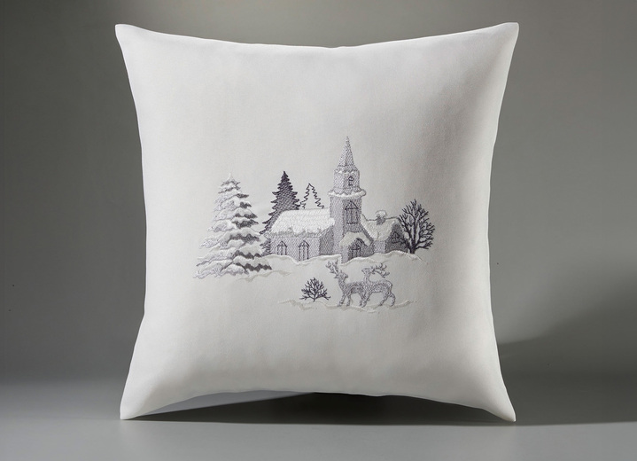 Heimtextilien - Tischdecke mit romantischem Winterdorf-Dessin, in Größe 101 (2x Platzset, 35x 50 cm) bis 404 (Kissenbezug, 40x 40 cm), in Farbe WOLLWEISS Ansicht 1