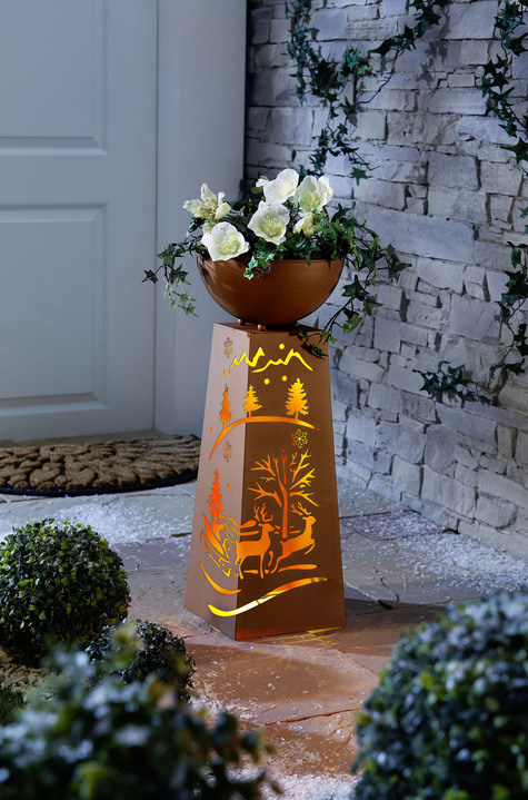 Weihnachten - Dekosäule aus Metall in Rostoptik, in Farbe ROST