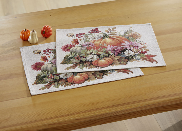 Heimtextilien - Herbstliche Tisch- und Raumdekoration, in Größe 100 (2 Platzsets, 36x 45 cm) bis 404 (Kissenbezug, 45x 45 cm), in Farbe BUNT Ansicht 1