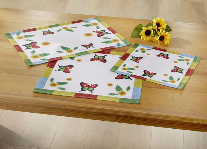 Tischdecken - Bunte Tisch- und Raumdekoration, in Größe (2 Deckchen, 30x 30 cm) bis 404 (Kissenbezug, 40x 40 cm), in Farbe WEISS-BUNT Ansicht 1