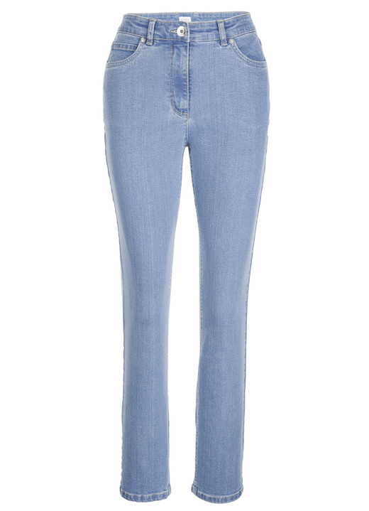 Hosen mit Knopf- und Reißverschluss - Jeans in klassischer 5-Pocket-Form Hosen mit Knopf- und Reißverschluss - Jeans in klassischer 5-Pocket-Form, in Größe 019 bis 052, in Farbe HELLBLAU