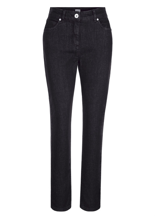 Hosen - Jeans in klassischer 5-Pocket-Form, in Größe 019 bis 052, in Farbe SCHWARZ Ansicht 1