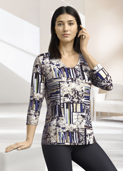 3/4-Arm - Shirt mit Allover-Druck, in Größe 036 bis 052, in Farbe MULTICOLOR