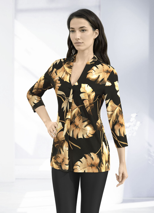 3/4-Arm - Shirt-Tunika in Premium Qualität 3/4-Arm - Shirt-Tunika in Premium Qualität, in Größe 036 bis 054, in Farbe SCHWARZ-BRAUN